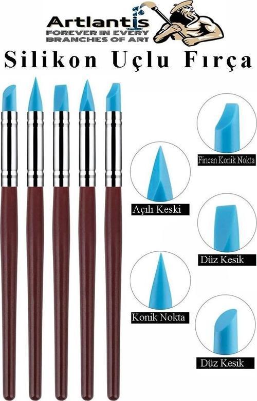 Kompozit Dolgu Şekillendirici Silikon Uçlu Fırça 5 li 1 Paket Diş Reçine Fırça Kalemi Diş Şekillendirme Kaucuk Diş Aleti
