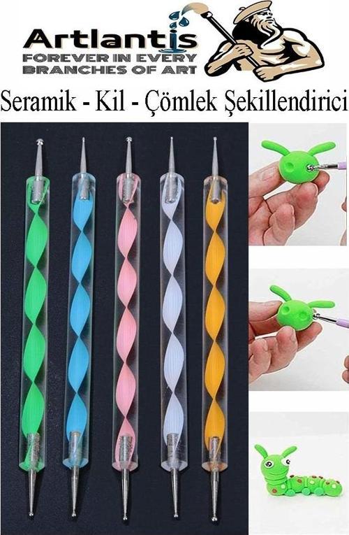 Seramik Kil Çömlek Şekillendirici 5 li 1 Paket Akrilik Seramik Modelaj Oyma Seti Heykel Tasarım Deri Oyma Çizim Kalemi
