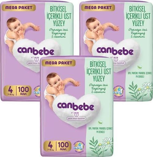 Bebek Bezi Mega Paket 4 Beden (7-14kg) 100 lü x 3 Adet
