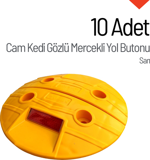 10'lu Cam Kedi Gözlü Mercekli Yol Butonu Seti