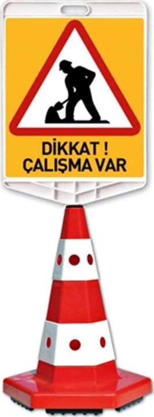 Çalışma Var Logo Klasik Kedi Gözlü Koni Seti Trafik Dubası