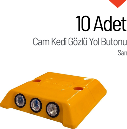 10'lu Cam Kedi Gözlü Yol Butonu Seti