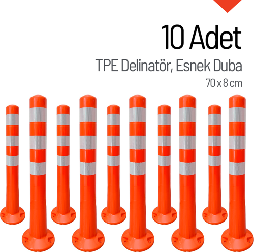 10'lu Delinatör Seti 70x8 cm TPE, Esnek Duba