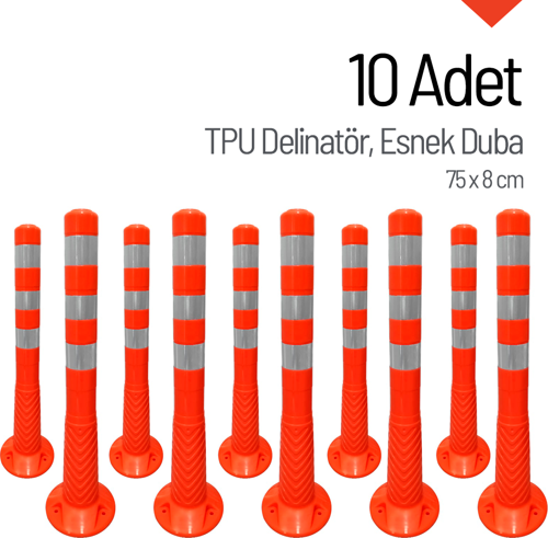 10'lu Delinatör Seti 75x8 cm TPU, Esnek Duba