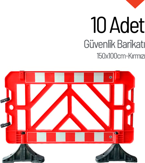 10'lu Güvenlik Barikatı Seti Kırmızı 150x100cm