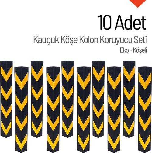Kauçuk Otopark Köşe Kolon Koruyucu (Eko-Köşeli) Onlu Set