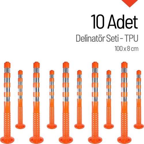 Delinatör 100 x 8 cm (TPU) 10 Adet, Esnek Trafik Bariyeri