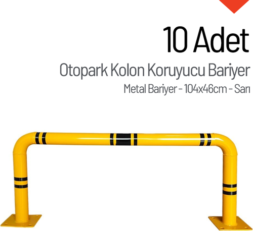 10'lu Otopark Kolon Koruyucu Bariyer Seti, Metal Bariyer 104x46cm