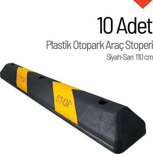 10'lu Plastik Oto Park Araç Stoperi 110 cm Siyah-Sarı