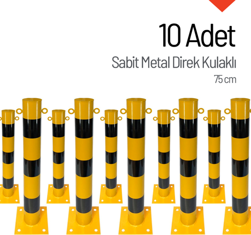 10'lu Sabit Metal Direk Seti Kulaklı, Metal Duba 75 cm