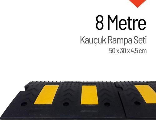 Kauçuk Rampa Set, Otopark Rampası, Kaldırım Rampası 50x30x4,5 cm 8 Metre
