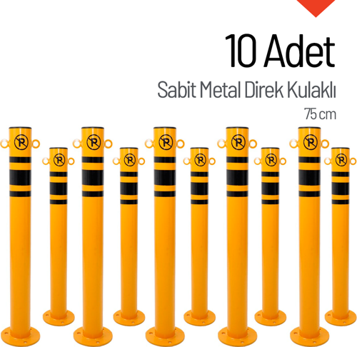 10'lu Sabit Metal Direk Seti Kulaklı, Metal Duba 75 cm