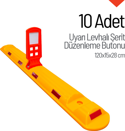 10'lu Uyarı Levhalı Şerit Düzenleme Butonu Seti 120x15x28 cm