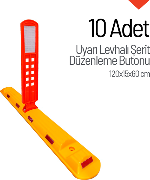 10'lu Uyarı Levhalı Şerit Düzenleme Butonu Seti 120x15x60 cm