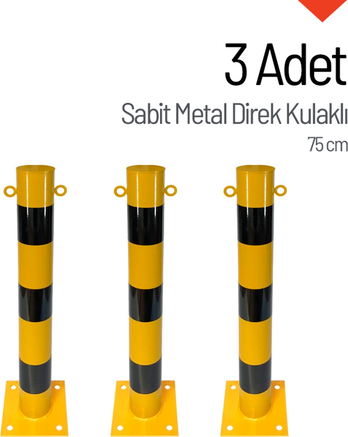 3'lü Sabit Metal Direk Seti Kulaklı, Metal Duba 75 cm