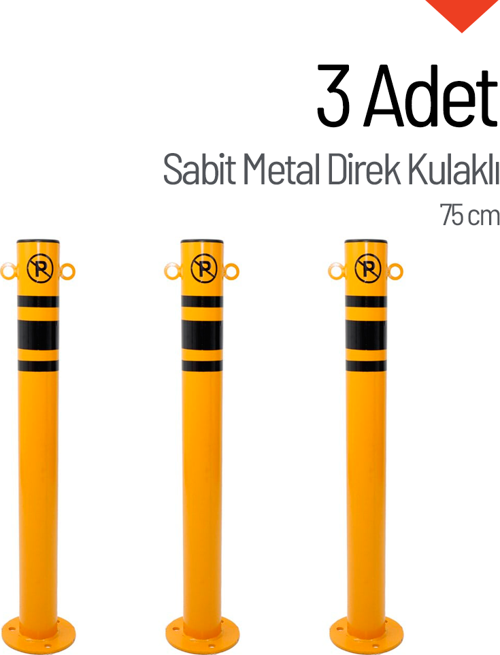 3'lü Sabit Metal Direk Seti Kulaklı, Metal Duba 75 cm