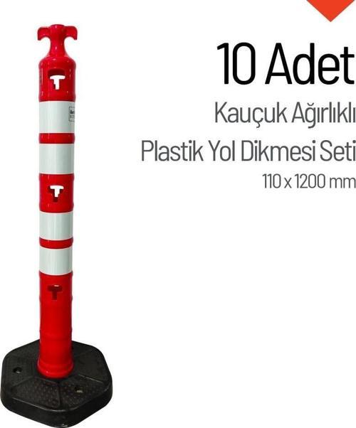Kauçuk Ağırlıklı Plastik Yol Dikmesi 110x1200 mm 10'lu Set