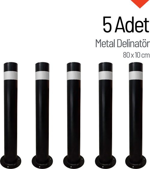 5'li Metal Delinatör Seti, Metal Duba 80 x 10 cm