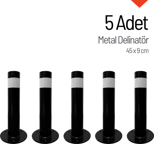 5'li Metal Delinatör, Metal Duba Seti 45 x 9 cm