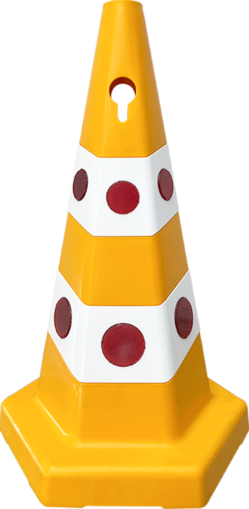 Kedi Gözlü Sarı Altıgen Trafik Konisi 65 cm Trafik Dubası 