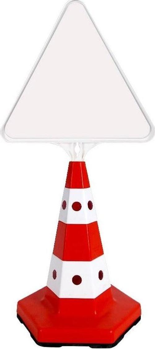 Klasik Kedi Gözlü Ağırlıklı Boş Levhalı Trafik Koni Seti Trafik Dubası (Üçgen)