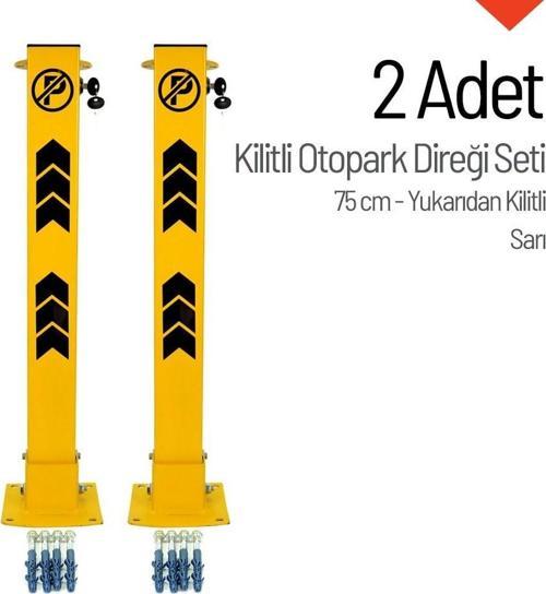 Kilitli Otopark Direği 75 cm, Park Bariyeri 2li Set