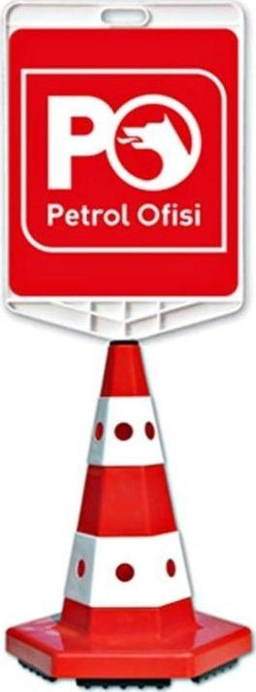 Petrol Ofisi Logo Çift Taraf Baskı Trafik Koni Seti Trafik Dubası
