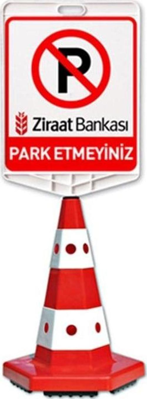 Ziraat Bankası Park Etmeyiniz Logo Çift Taraf Baskı Kedi Gözlü Ağırlıklı Koni Seti Trafik Dubası