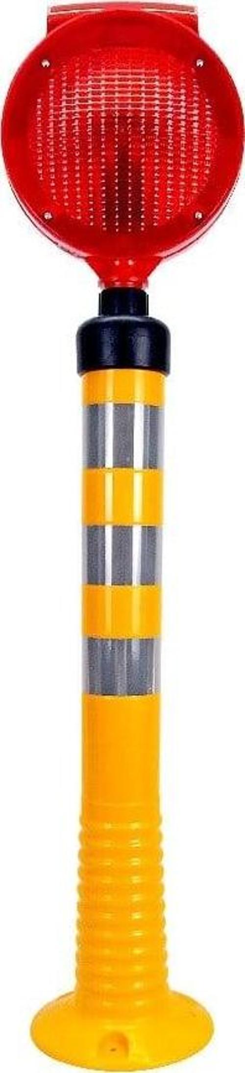 Solar Kırmızı Yuvarlak Flaşörlü Sarı Delinatör Seti