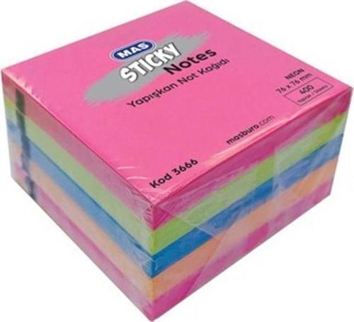 3666 Not Kağıdı 3666 Yapışkanlı 76*76 Neon Karma Renk 400Yp. 5 Rnk