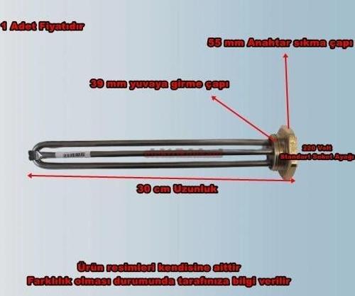 1-1/4" inç 30cm 2000w Krom Güneş Enerjisi ve Termisifon Rezistansı 220v 8.5 Q Cr-Ni