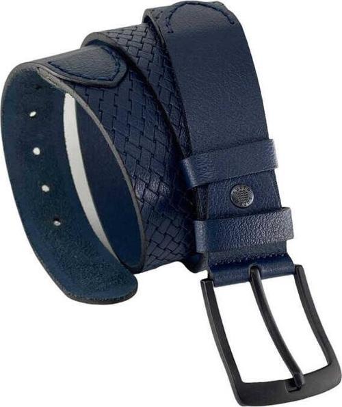 Lacivert Hakiki Deri Özel Üretim 3 Parçalı El İşçilikli  4 cm.lik Unisex Spor Kot Kemer