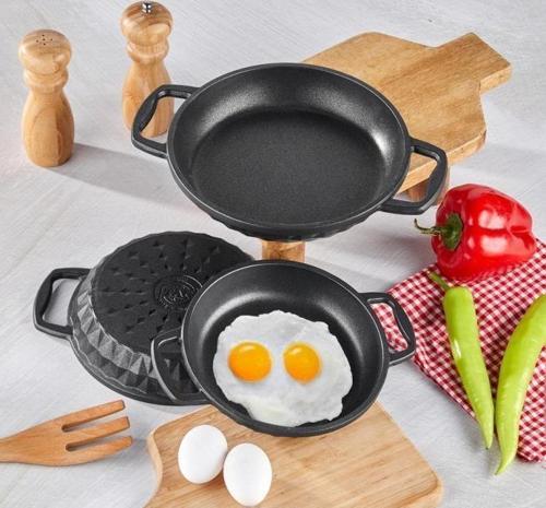 Bella 3'lü Döküm Sahan Seti Siyah (18-20-22 cm ) TAC-8029