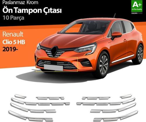 Renault Clio Uyumlu 5 Krom Ön Tampon Çıtası 10 Parça. 2019 Ve Üzeri
