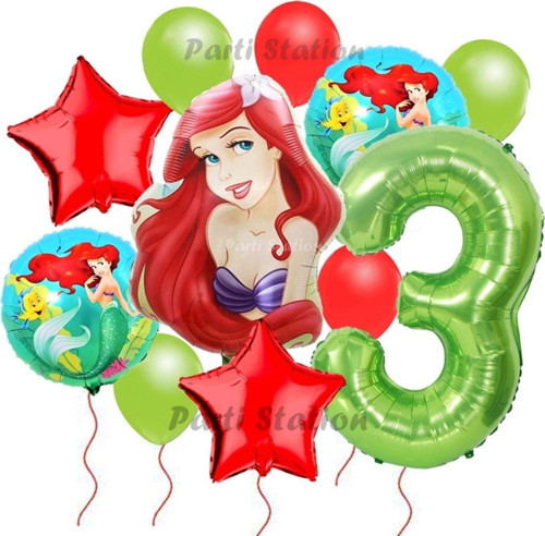 Disney Prensesi Deniz Kızı Prenses Ariel Konsept 3 Yaş Doğum Günü Balon Set Aquaman Ariel Balon Set