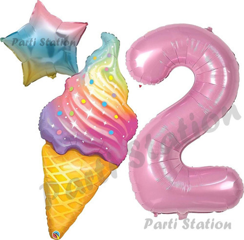 İce Cream Pastane Dondurma Konsept 2 Yaş Doğum Günü Balon Set Dondurma Tema Doğum Günü Balon