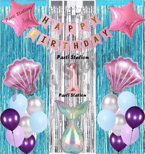 Deniz Kızı 1 Yaş Doğum Günü Konsept Balon Set Mermaid Balloon Set Deniz Kızı Günü Seti