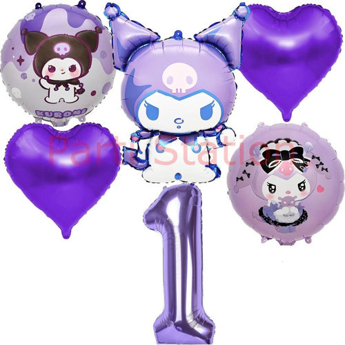 Kuromi 1 Yaş Balon Set Anime Sanrio Mymelody Cinnamonroll Hello Kitty Kuromi Konsept Doğum Günü Set