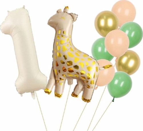 Zürafa 1 Yaş Balon Set Yıldız Balon Folyo Set Konsept Doğum Günü Set Yaş Balon Set