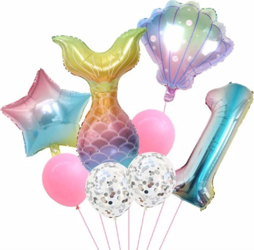 Deniz Kızı Konsept 1 Yaş Balon Deniz Kızı Doğum Günü Set Yaş Balon