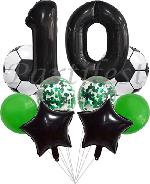 Futbol Konsept 10 Yaş Balon Set Maç Konsept Doğum Günü Set Yaş Balon Set