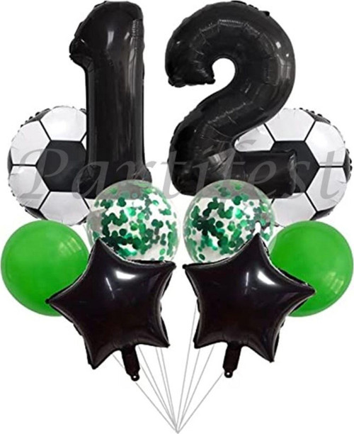 Futbol Konsept 12 Yaş Balon Set Maç Konsept Doğum Günü Set Yaş Balon Set