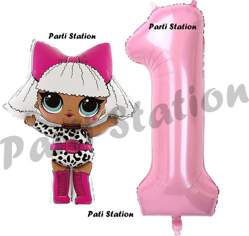 Diva Lol Bebek 1 Yaş Balon Ve Pembe Rakam Balon Doğum Günü Parti Set