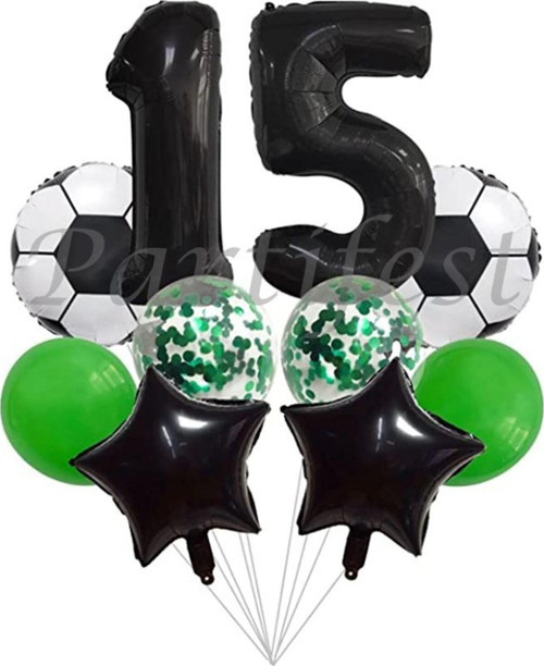 Futbol Konsept 15 Yaş Balon Set Maç Konsept Doğum Günü Set Yaş Balon Set