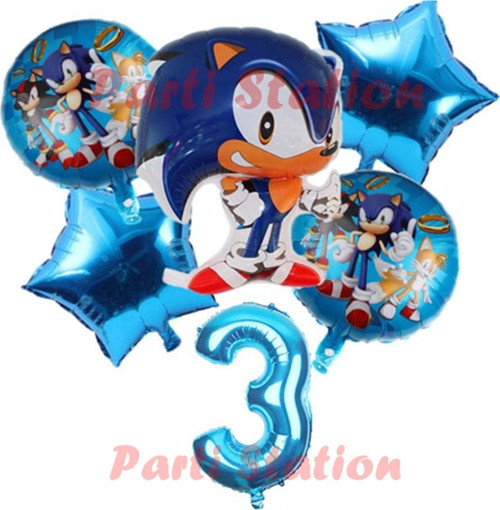 Tilki Sonic Konsept 3 Yaş Balon Set Sonic Doğum Günü Balon Set