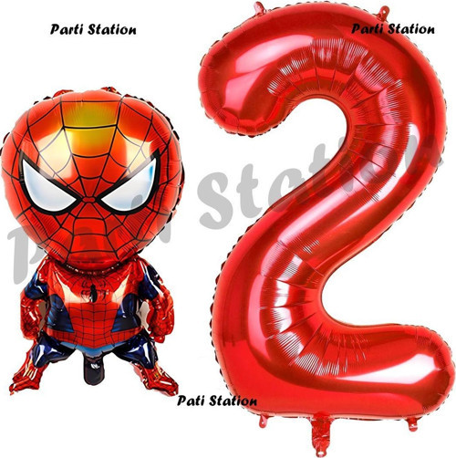 Spiderman 1 Yaş Balon Ve Kırmızı Rakam Balon Doğum Günü Parti Set Örümcek Adam Balon Set