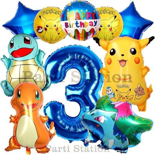 Pokemon Konsept 3 Yaş Doğum Günü Balon Set Pokemon Pikachu Bulbasaur Charmander Squirtle Balon