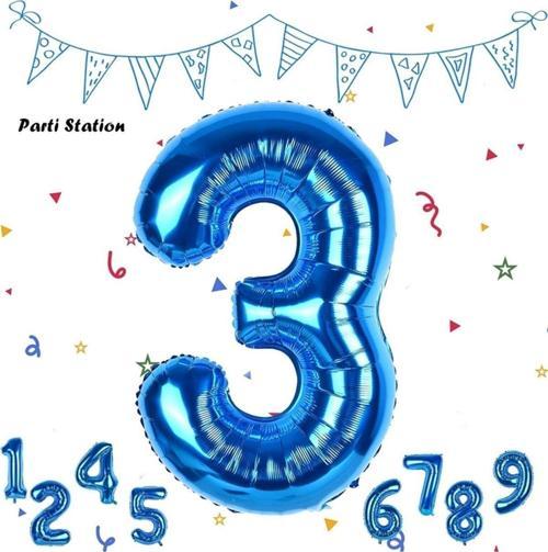 Rakam Folyo Balon Lacivert Rakam Balon Mavi 3 Yaş Balon 76 Cm Sayı Balon Uçan Balon Helyum Balon