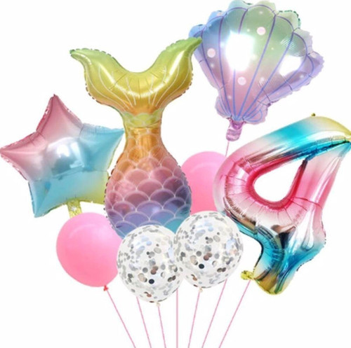 Deniz Kızı Konsept 4 Yaş Balon Deniz Kızı Doğum Günü Set Yaş Balon