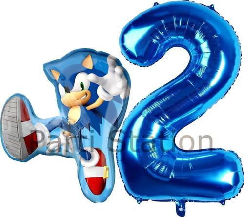 Tilki Sonic Ve Lacivert Rakam Balon 2 Yaş Balon Set Tilki Sonic Boom Konsept Doğum Günü Balon Set